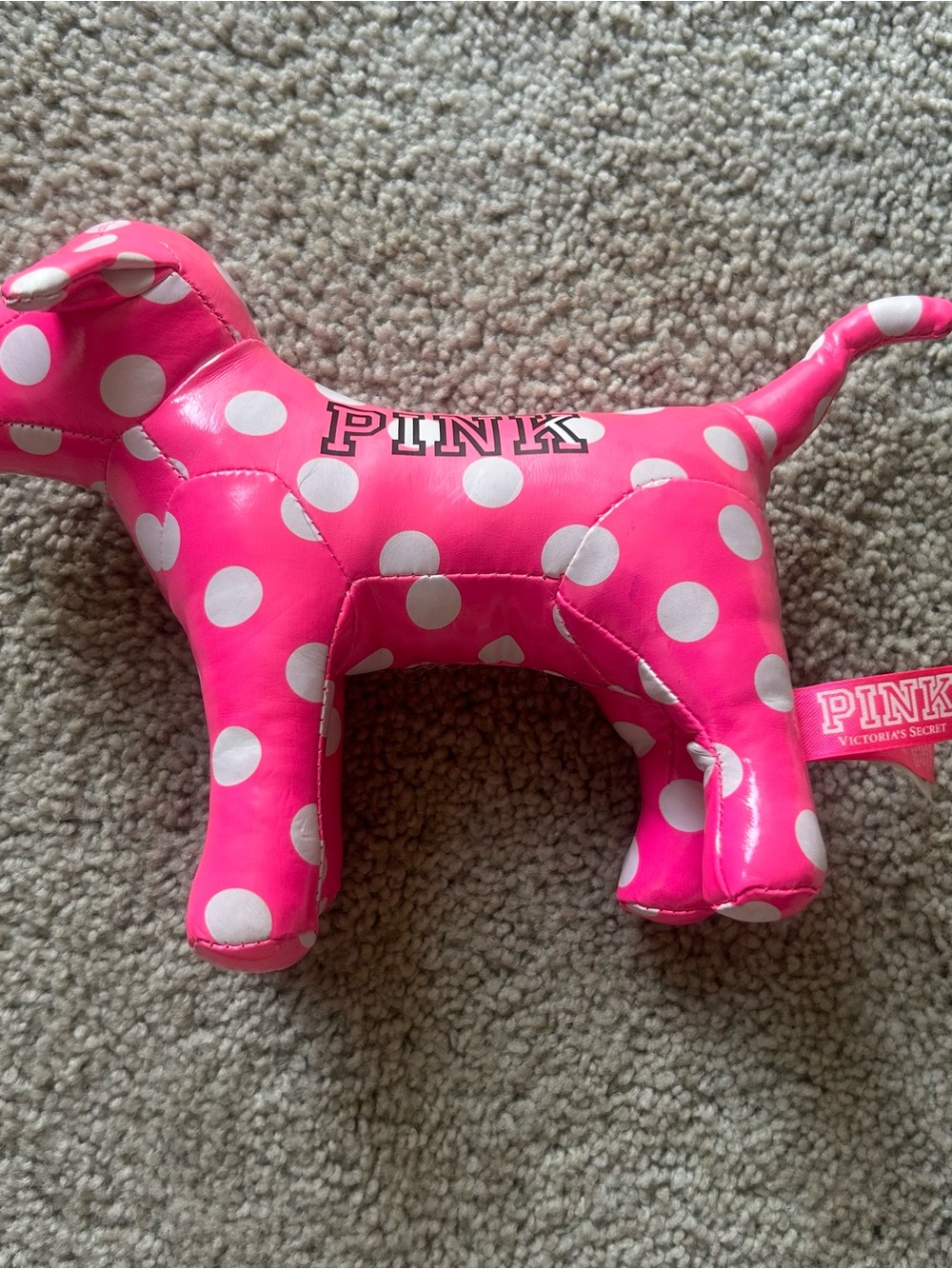 Victoria's Secret PINK Hot Pink & White Polka Dot Dog Plush Toy